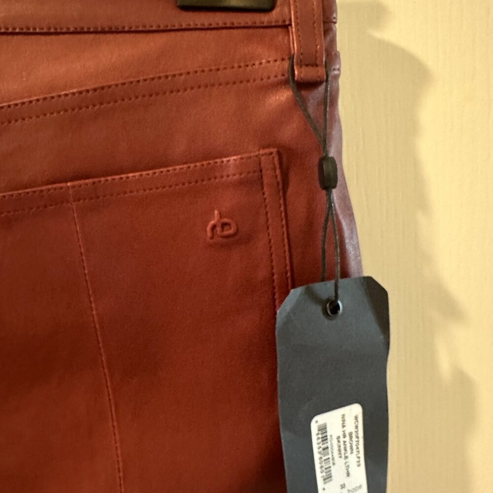 Rag n Bone Leather Pants Reddish-Brown size 32 - Picture 4 of 11